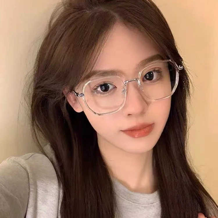 韩系网红透明水晶素颜镜百搭眼镜架
