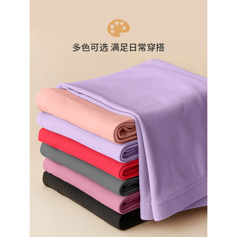 德绒螺纹秋裤女士加绒秋冬季大码修身棉毛线裤高腰打底保暖美体裤