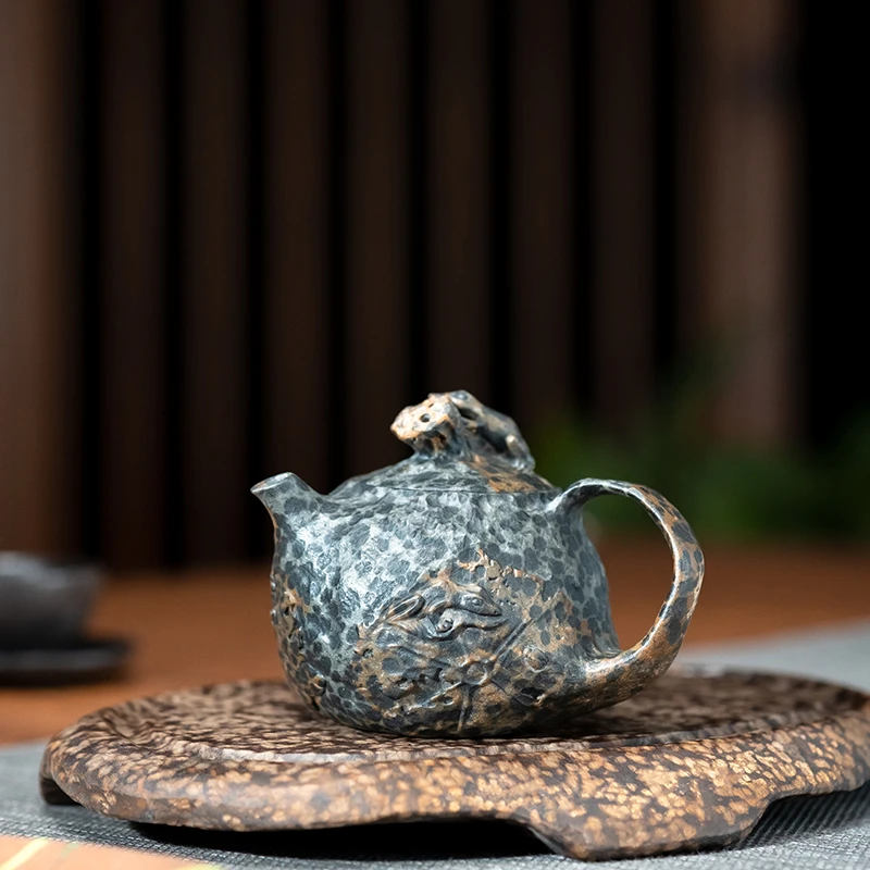 归玉堂陈国力大师工听雨系列收藏级冰碛岩随形高档泡茶壶具送礼