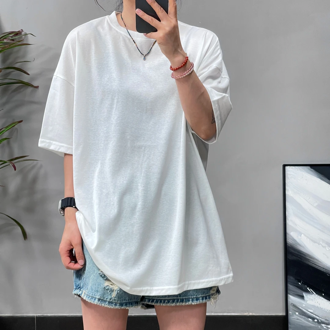 2567夏季纯色短袖休闲百搭简约宽松潮流圆领韩版经典设计感半袖T.