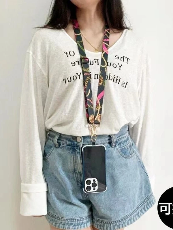 手机挂绳复古图腾斜跨背带长款可背可调节防丢手机壳挂脖吊绳