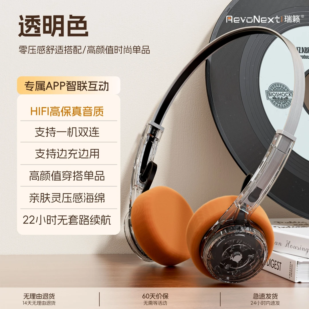 RevoNext瑞籁F7复古头戴式耳机无线蓝牙穿搭氛围感神器