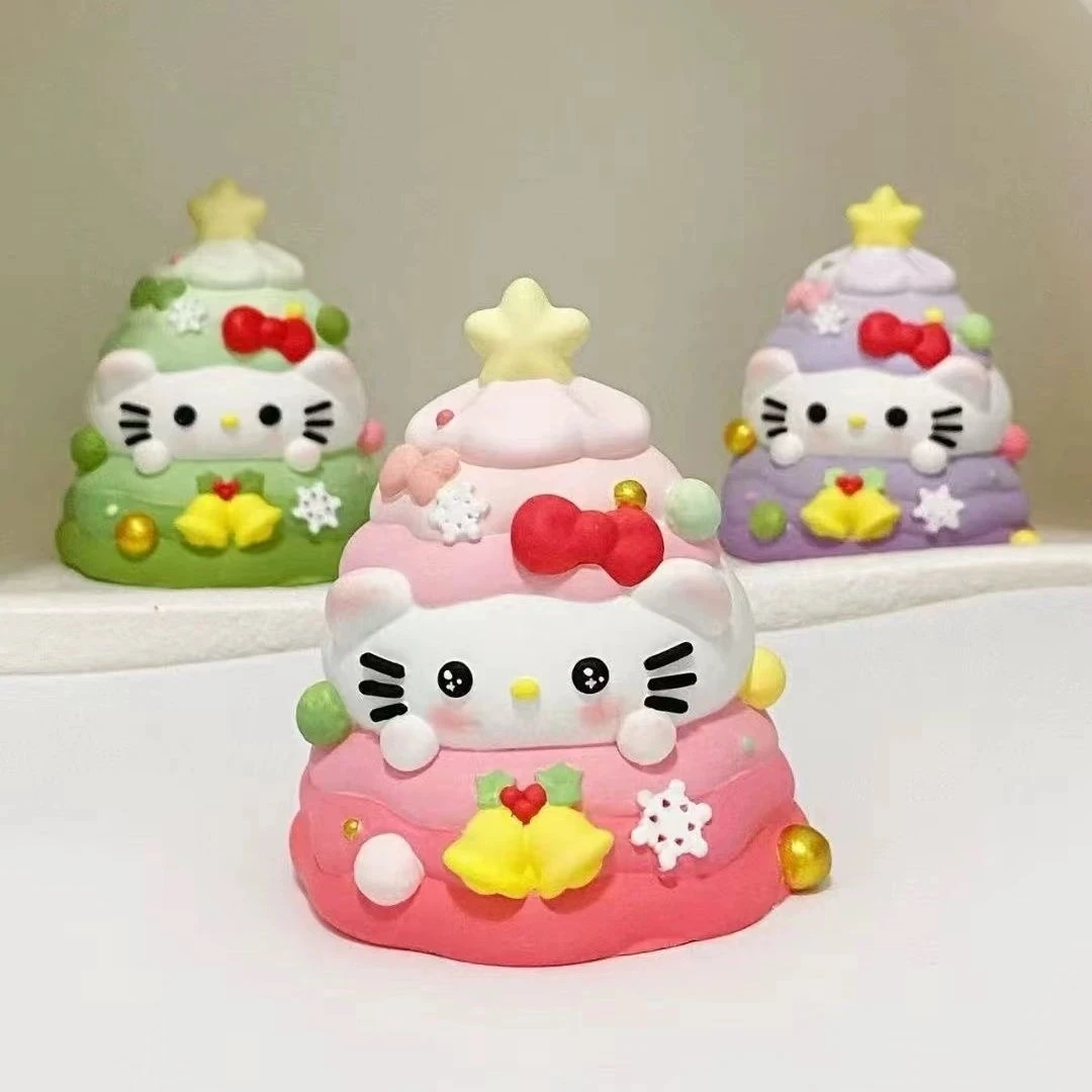 三丽鸥kt猫圣诞树石膏娃娃涂色3d立体儿童手工diy彩绘涂鸦送女友