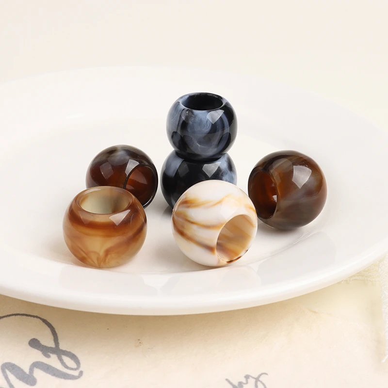 亚克力花纹渐变大孔珠diy串珠材料长裙收腰绳子装饰吊坠