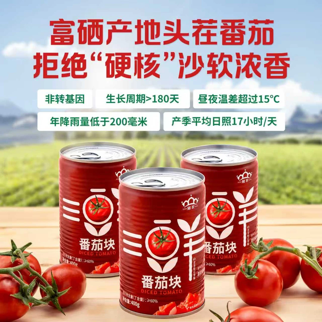 【2025年产】新疆冠农新鲜番茄块西红柿酱400g/罐番茄罐头CD