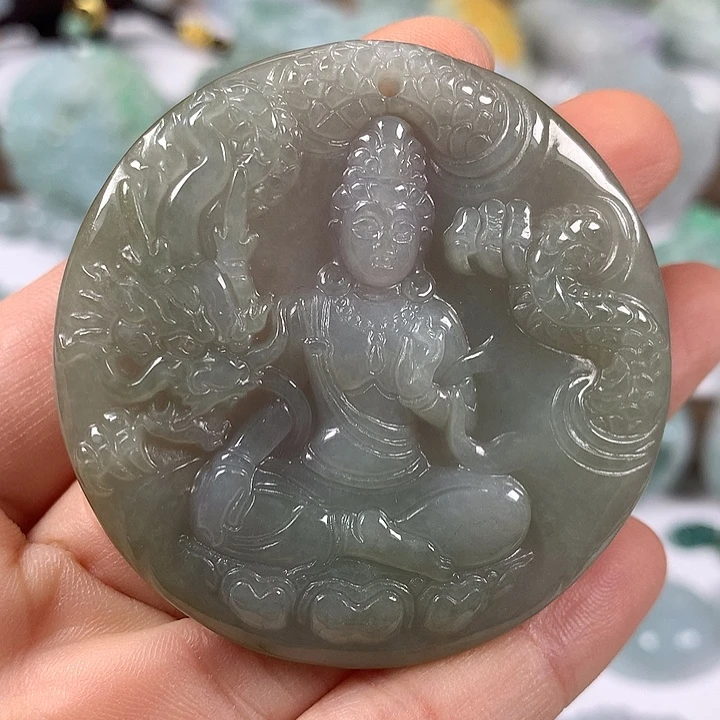 翡翠未镶嵌套链玉龙观音福利