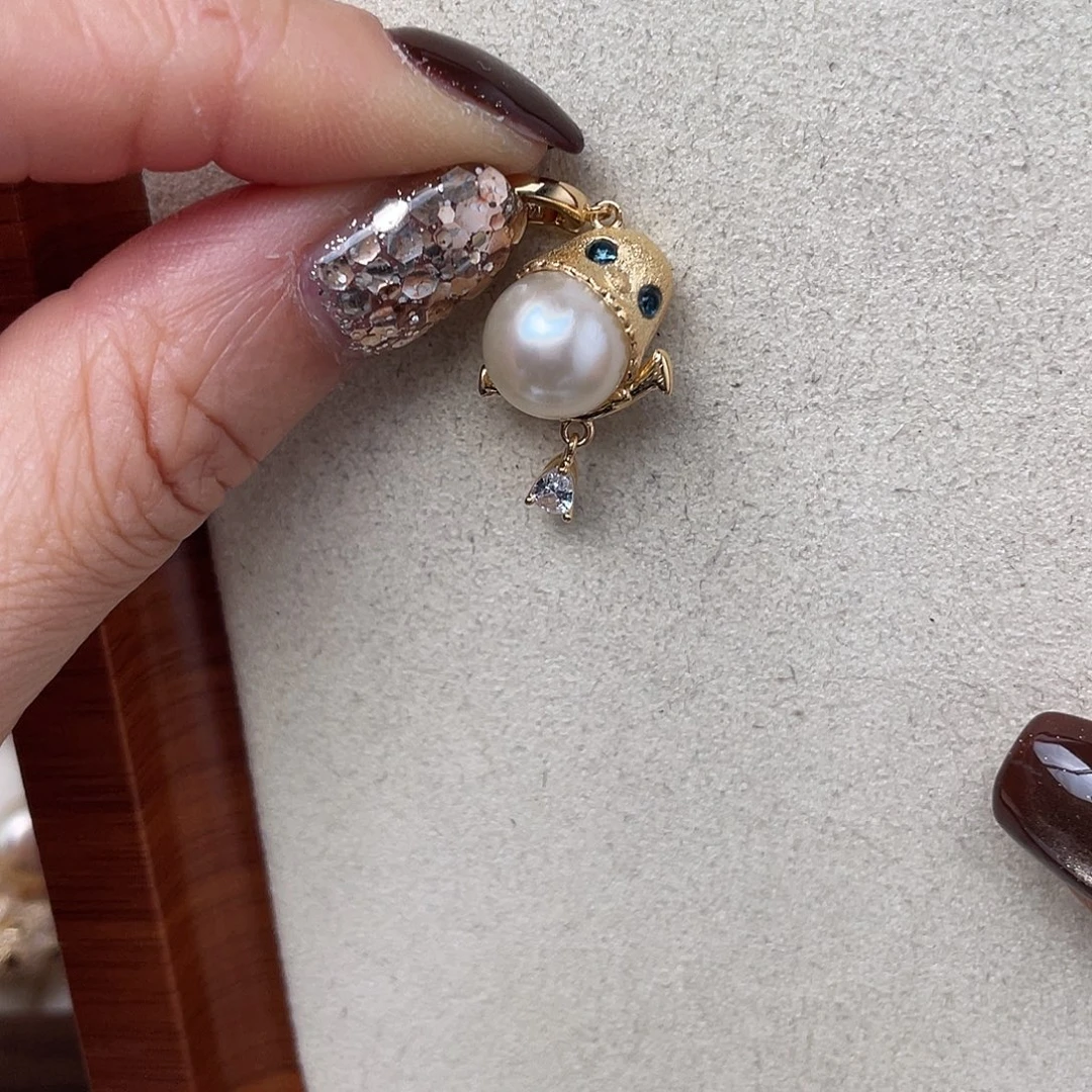 银S925镶嵌海水珍珠吊坠(不含链)