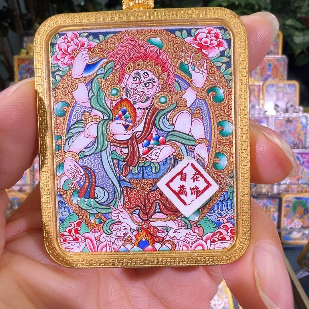 吊坠白六臂热绘纯手绘唐卡