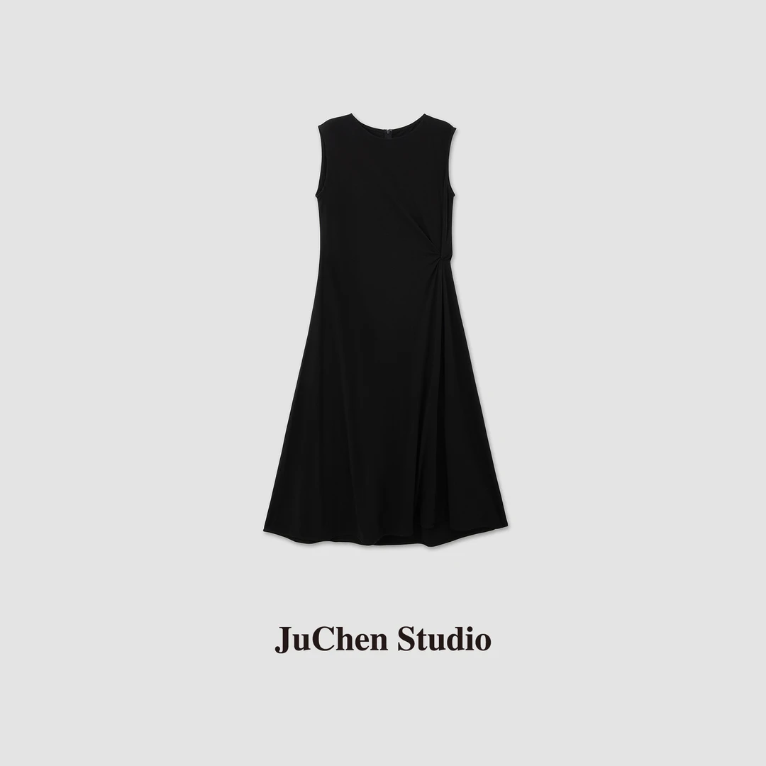 “赫本缪斯”设计感扭结收腰法式气质无袖背心连衣裙 SS034062