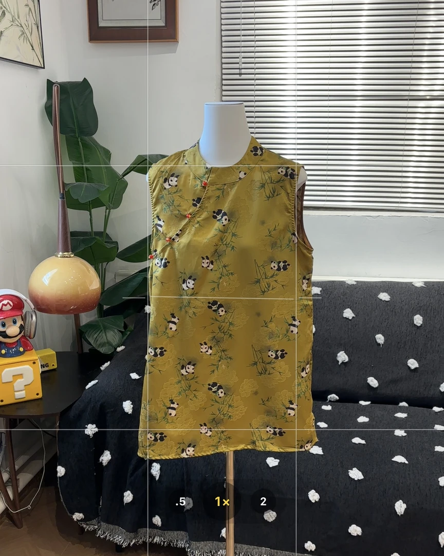 新疆包邮【518】熊猫国风马甲-衣长77