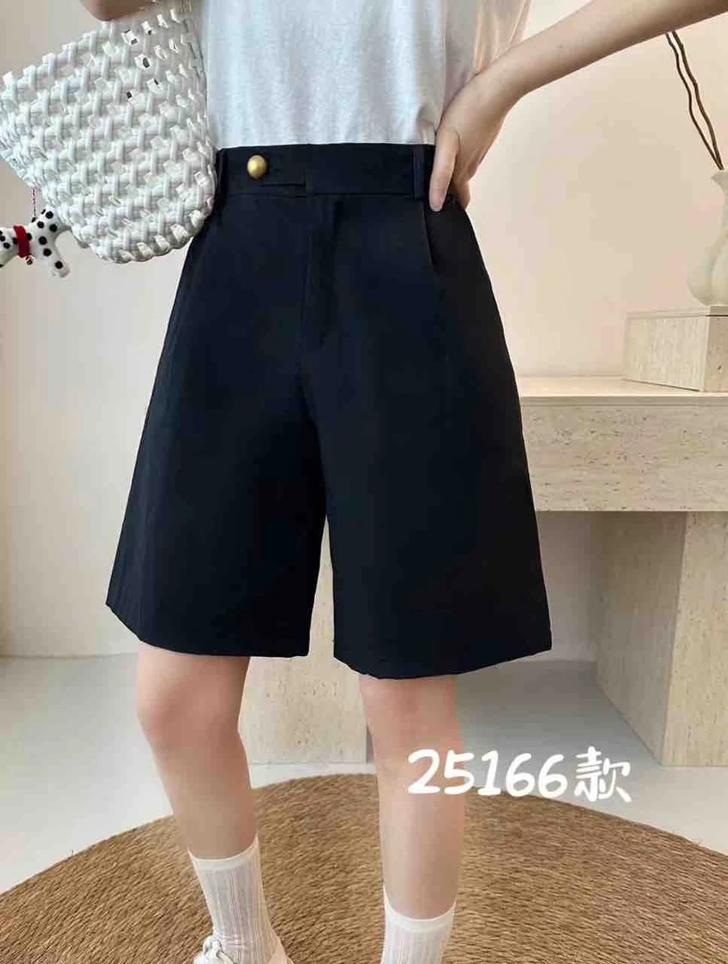 25166高腰直筒裤极简风休闲风薄款短裤