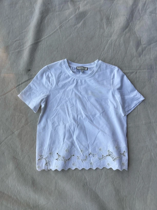 刺绣紫色短袖T恤棉质时尚休闲女款夏季圆领百搭半袖洋气衣服女