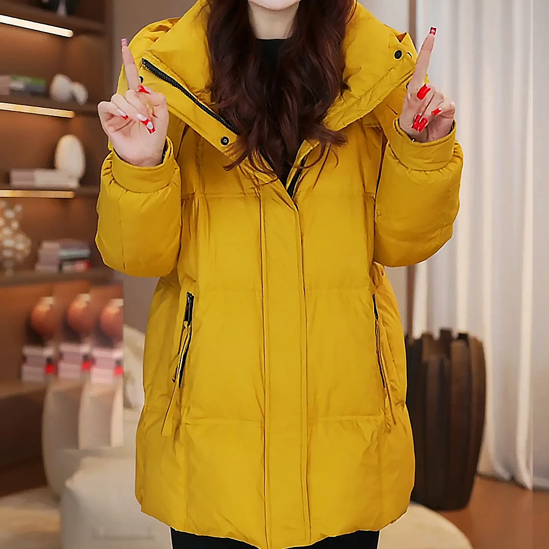 时尚白鸭绒羽绒服2025冬季新款女装修身洋气加厚保暖女士羽绒外套