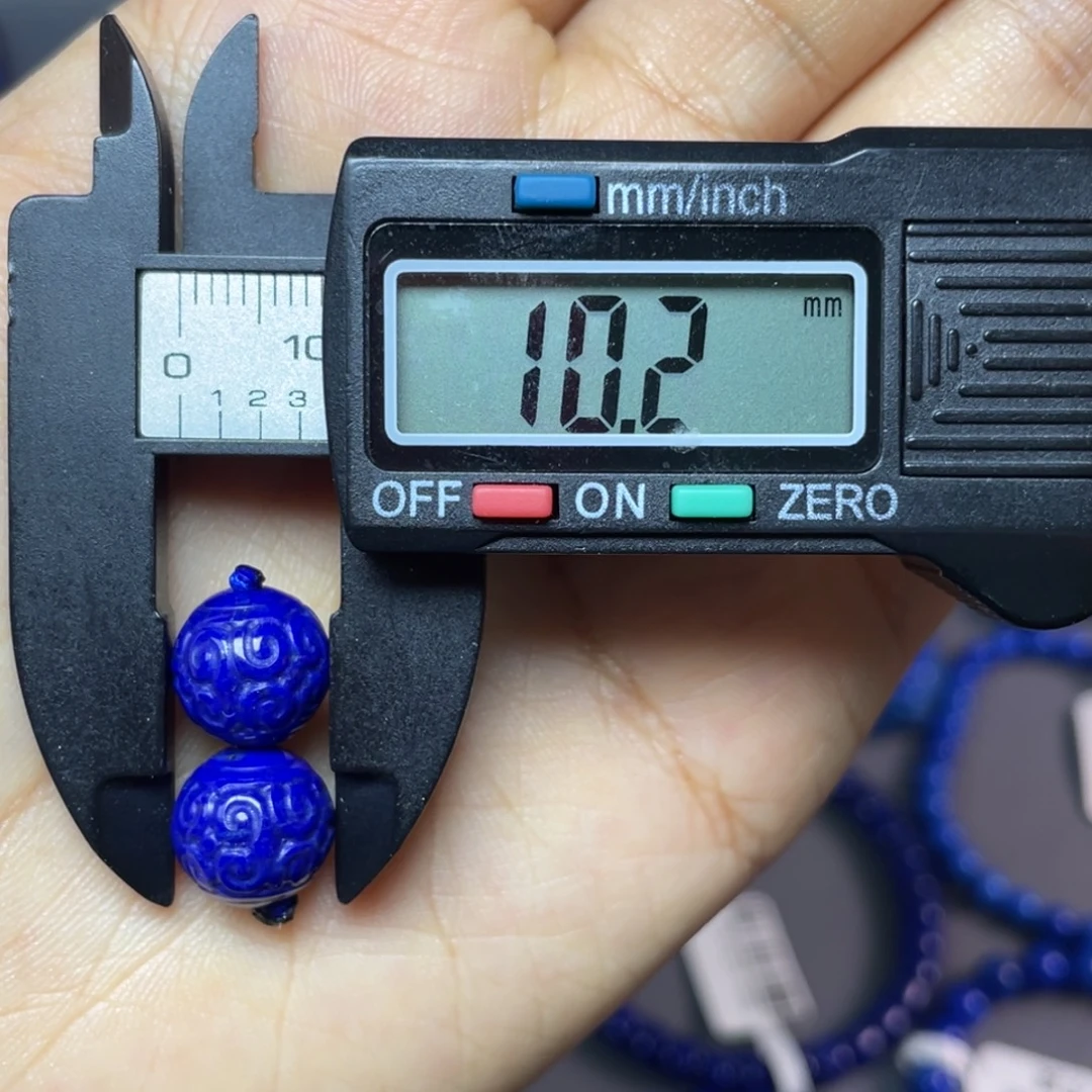 青金石未镶嵌10mm回纹对珠配饰