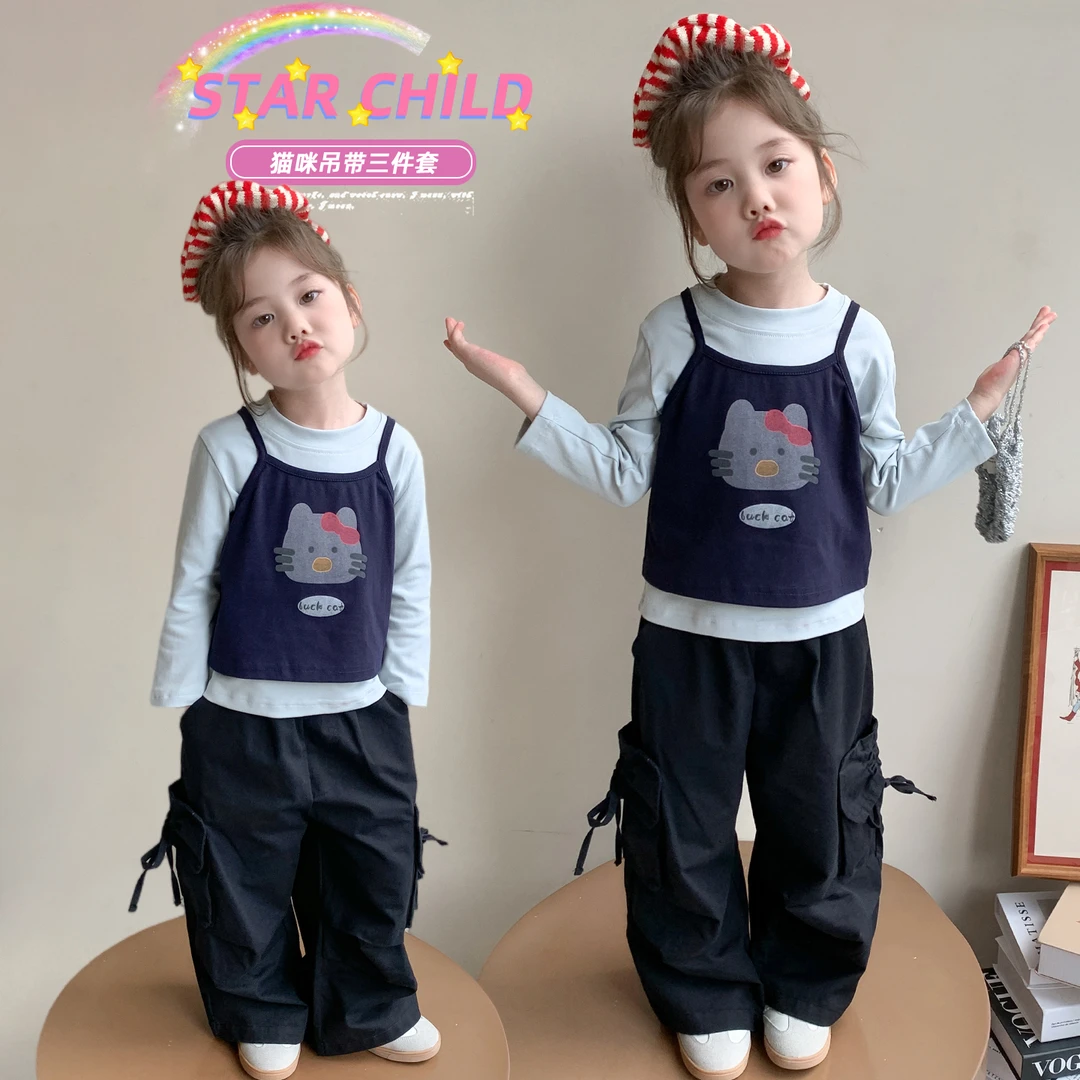女童洋气套装韩版儿童春秋季新款女宝宝工装裤休闲两件套小女孩潮