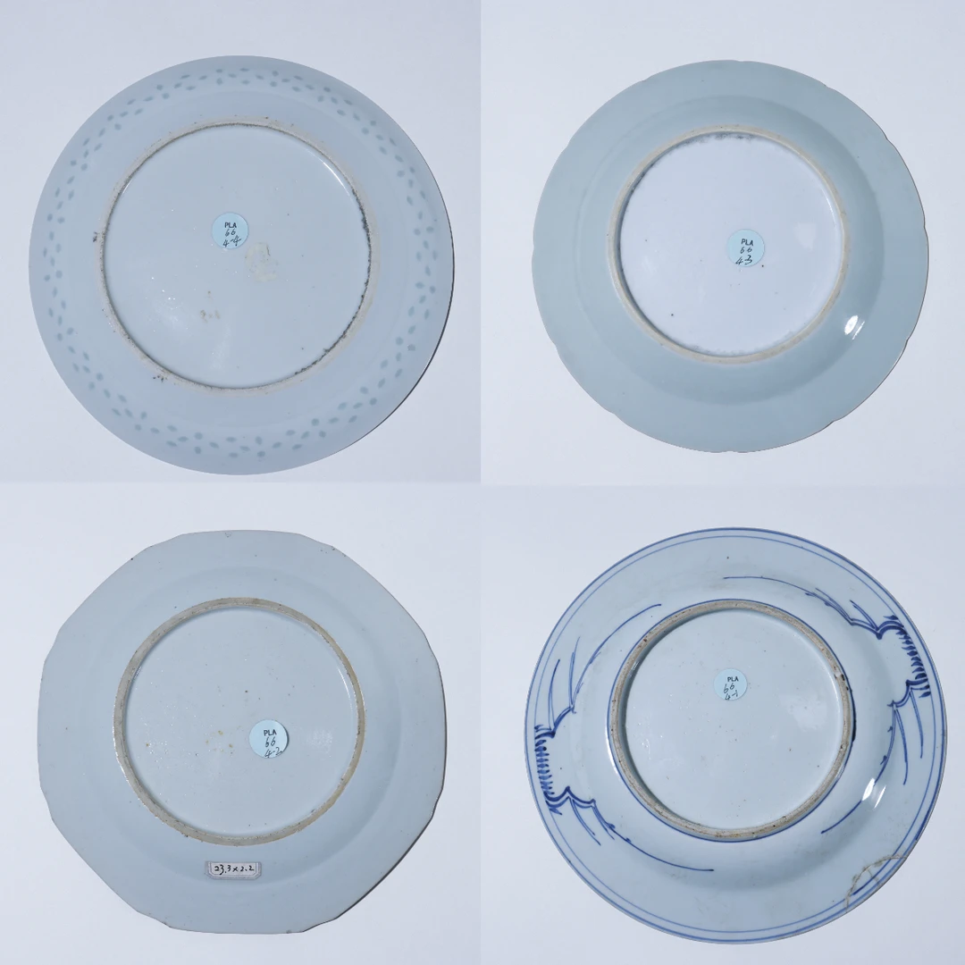 Lot.6158 66 明万历-清乾隆 青花人物大盘，青花花卉盘一组4件