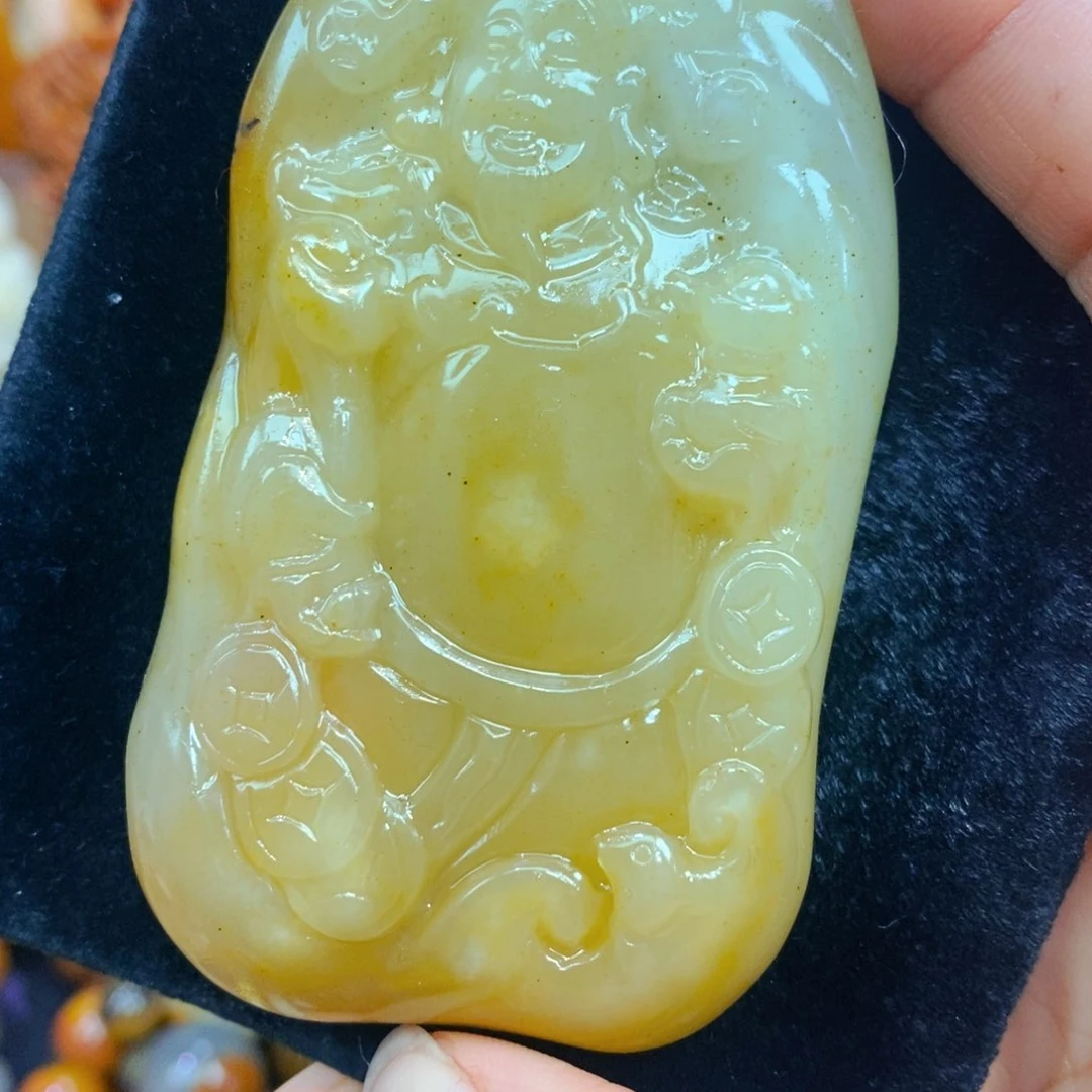 未镶嵌石英质玉（黄龙玉）吊坠(不含链)