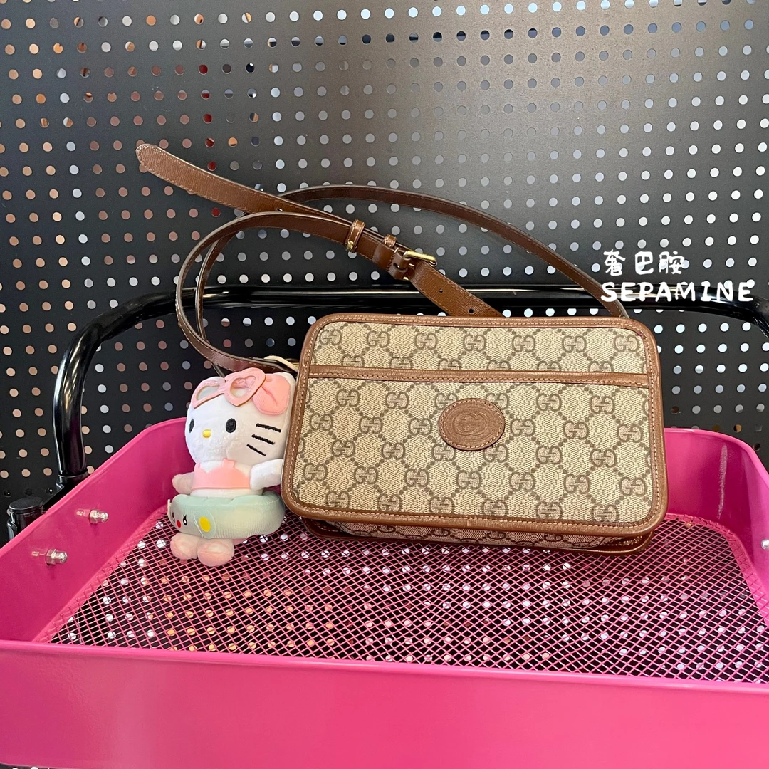 95新 GUCCI/古驰 老花相机单肩斜挎包