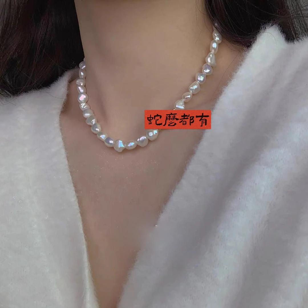 怀秋·不规则巴洛克珍珠无核大点位11左右项链气质白色时尚百搭