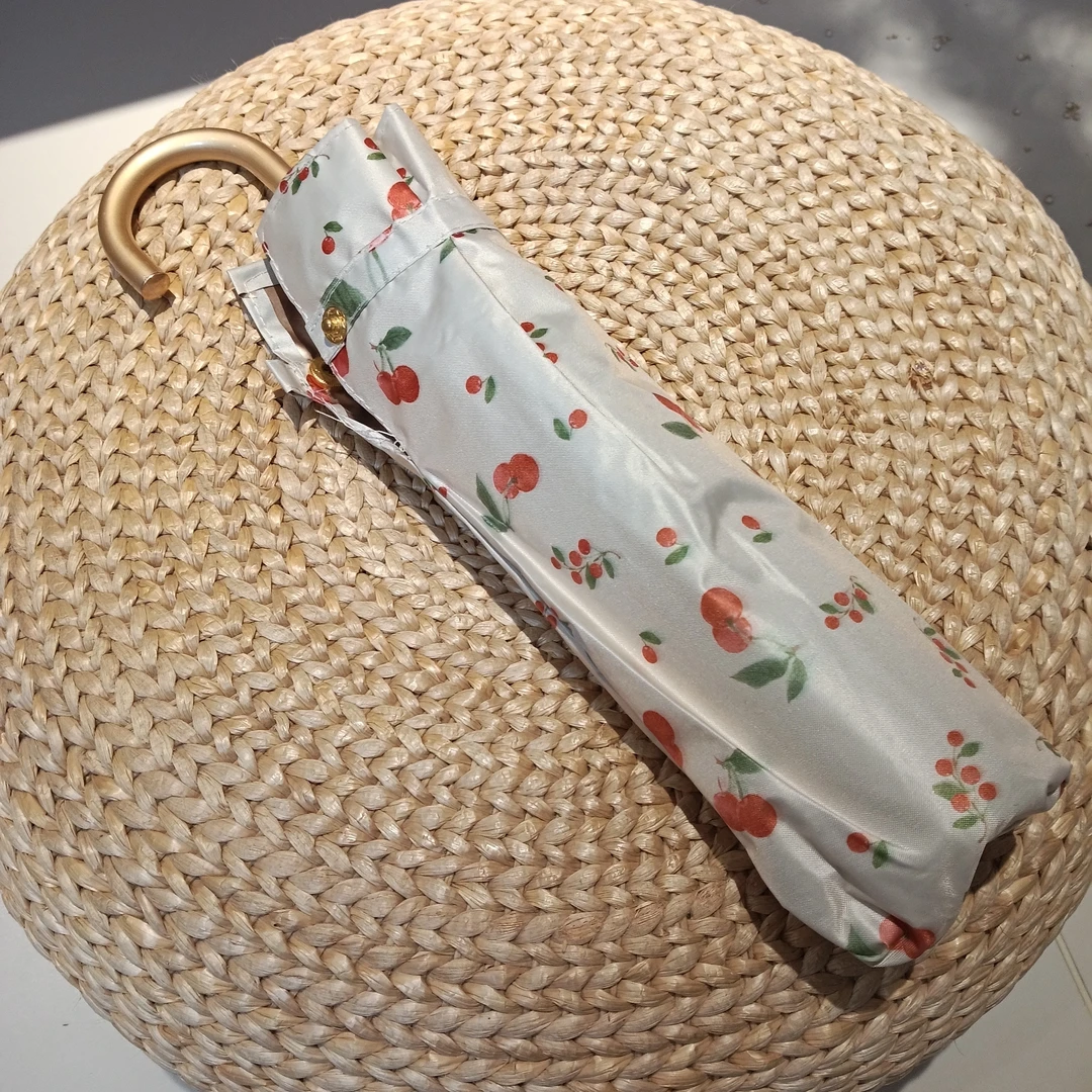 复古金钩钛金太阳伞女三折晴雨两用防晒防紫外线便携遮阳伞