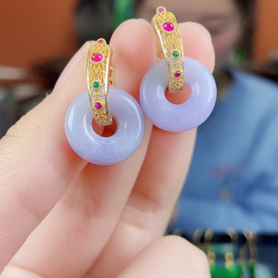 翡翠银S925镶嵌耳饰