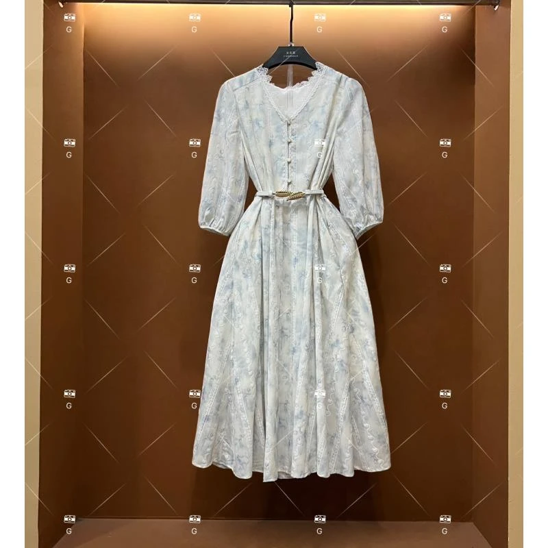 【丹】春夏丨设计师轻奢法式印花女士连衣裙 GS-55186