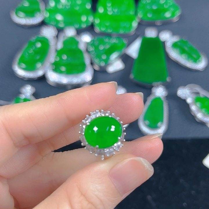 翡翠银S925镶嵌吊坠(不含链)