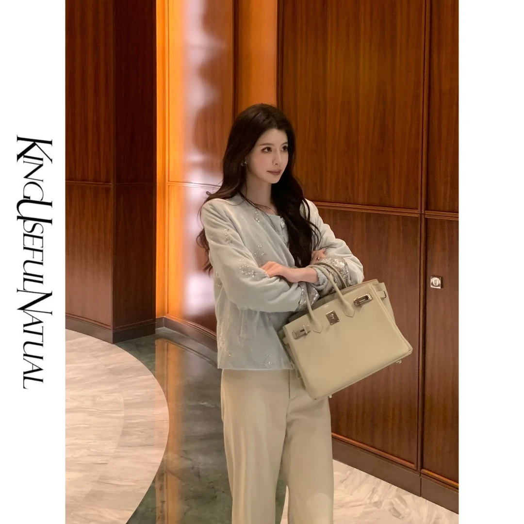 KUN【铃兰】奢贵国风 丝绒感珠片绣复古袖口拼接盘扣设计感厚款外套