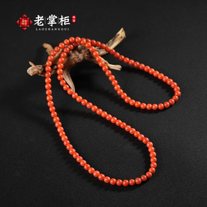南红磨砂108颗念珠6mm圆珠项链多圈手串/老掌柜讲珠宝DPE011302