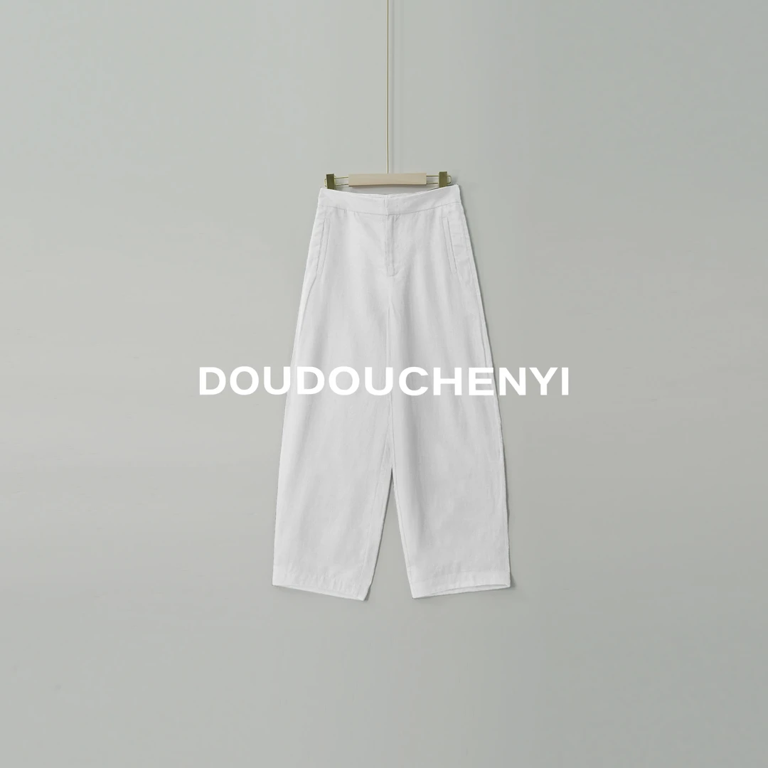 【DOUDOUCHENYI】进口亚麻定染百搭锥形休闲裤-JH25119