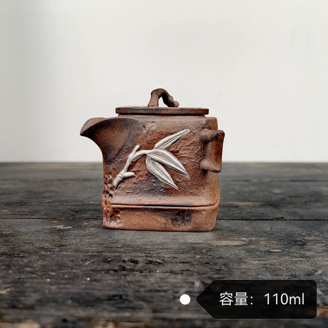 岩矿老岩泥手写手绘四方手抓壶泡茶壶功夫茶具宝瓶陶瓷家用送礼