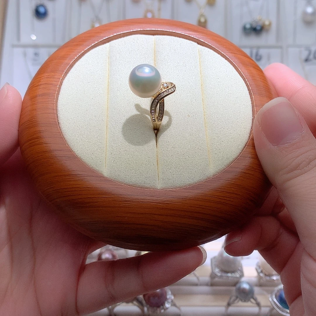 戒指银S925镶嵌淡水珍珠CC11mm