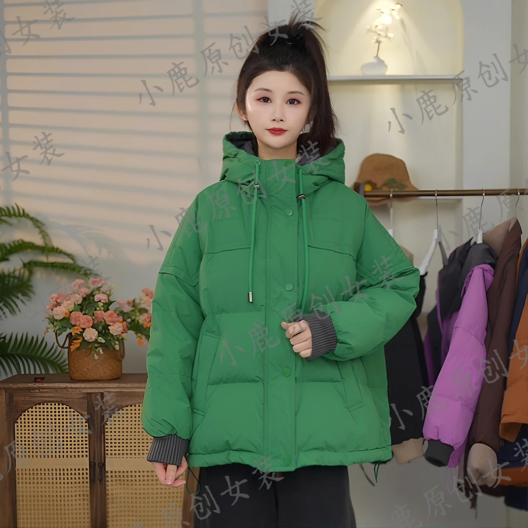 冬季新款软泡芙面料保暖加棉厚款小长款女士百搭棉服外套休闲冬装