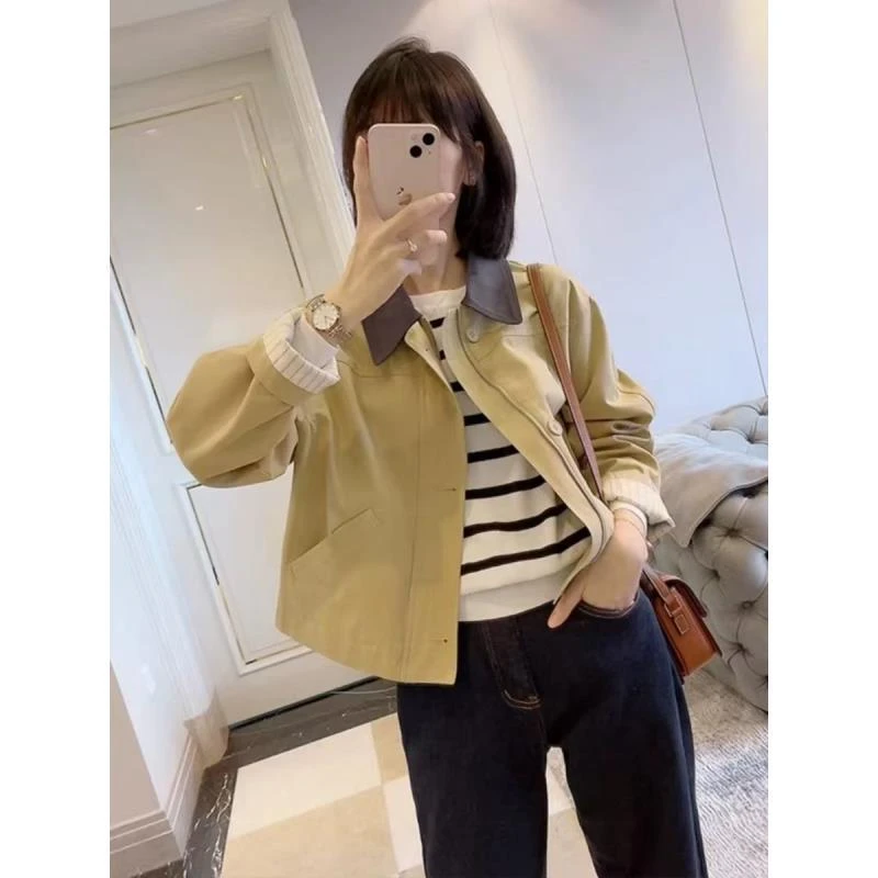 QY-女装春秋静奢风短款秋季显瘦长袖短外套YD-2598
