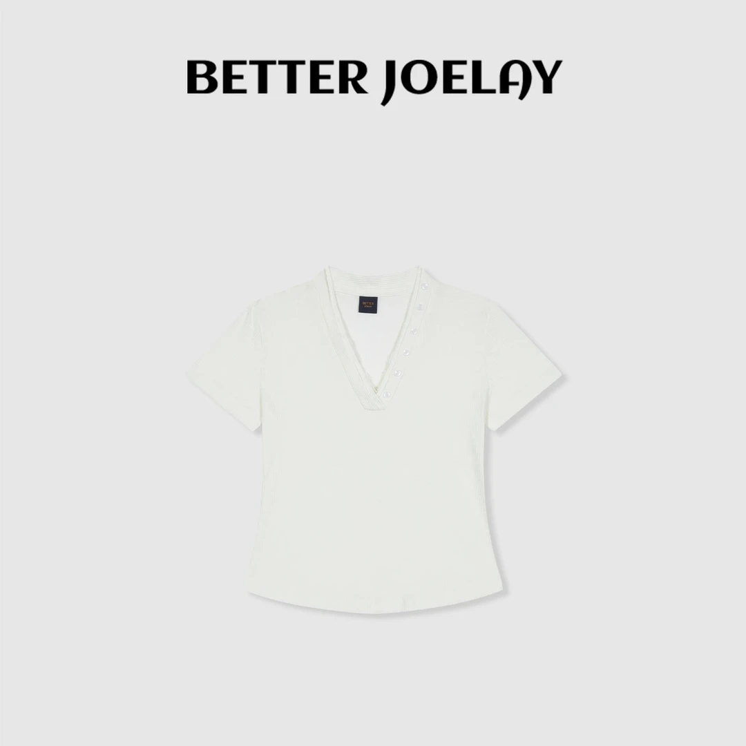（MY）BETTER JOELAY-【纤影纯色】时尚小版百搭短袖T恤休闲风KH3236