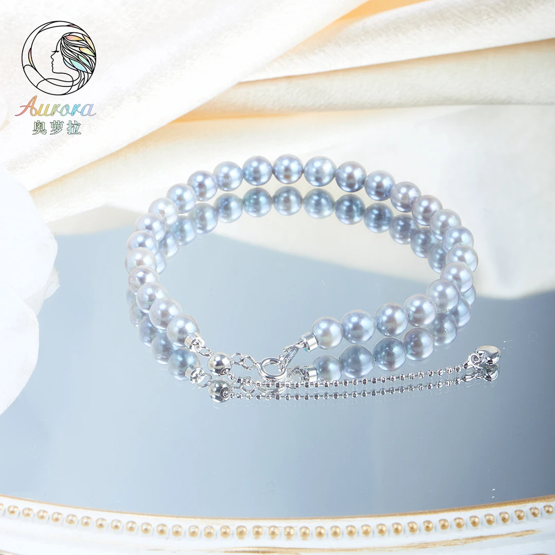 【奥萝拉珠宝】 海水真多麻akoya 珍珠手链 5.5-6MM 时尚 #SL036