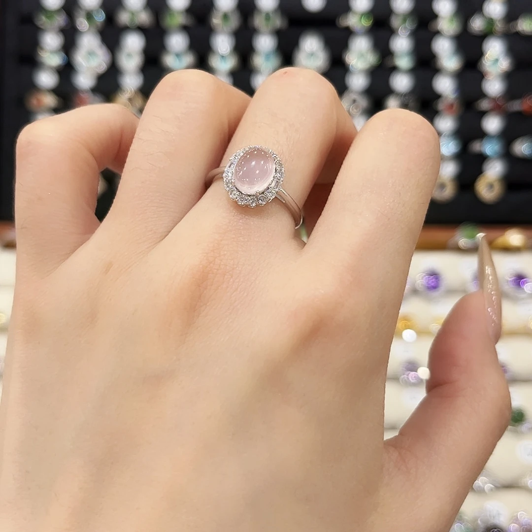 女款银S925镶嵌芙蓉石林***?戒指