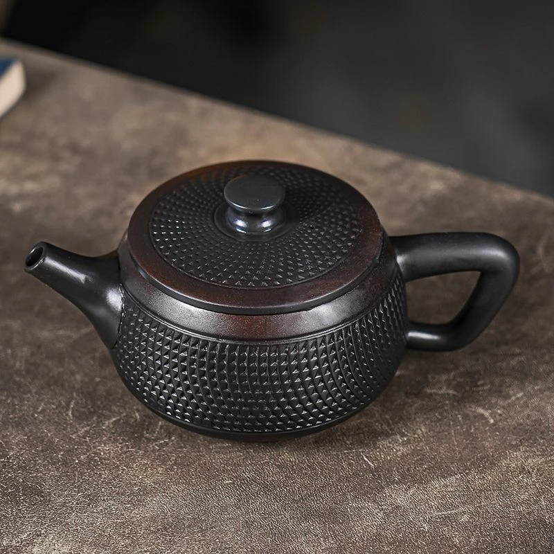 原矿紫陶跳刀汉瓦凤鸣壶大容量球孔过滤仿古壶单壶家用礼品泡茶器