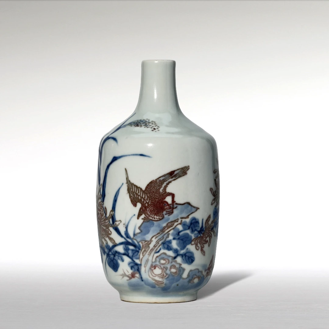 2275清光绪·青花釉里花鸟纹胆瓶【古董拍卖】