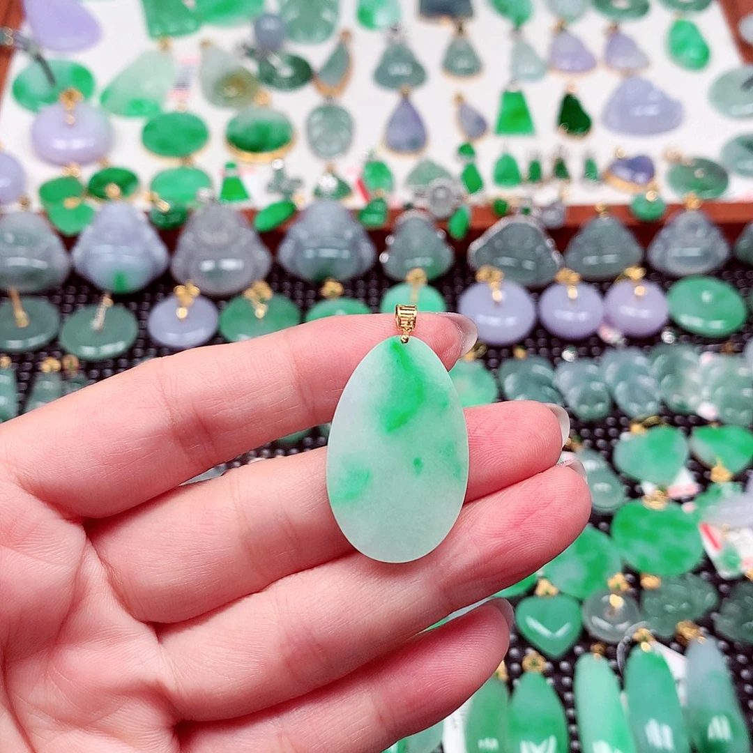 翡翠18K金镶嵌吊坠(不含链)