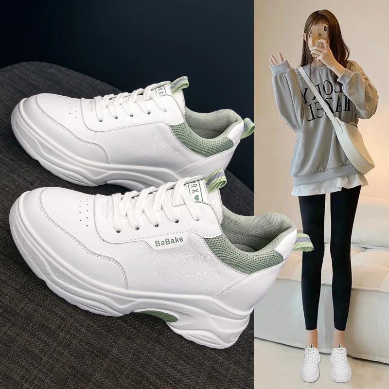 [鞋界幻行]内增高女鞋2025年春秋新款百搭运动休闲小白鞋厚底