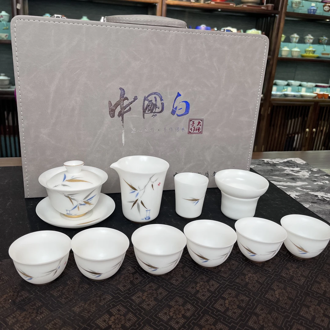 冰种套装青花竹叶