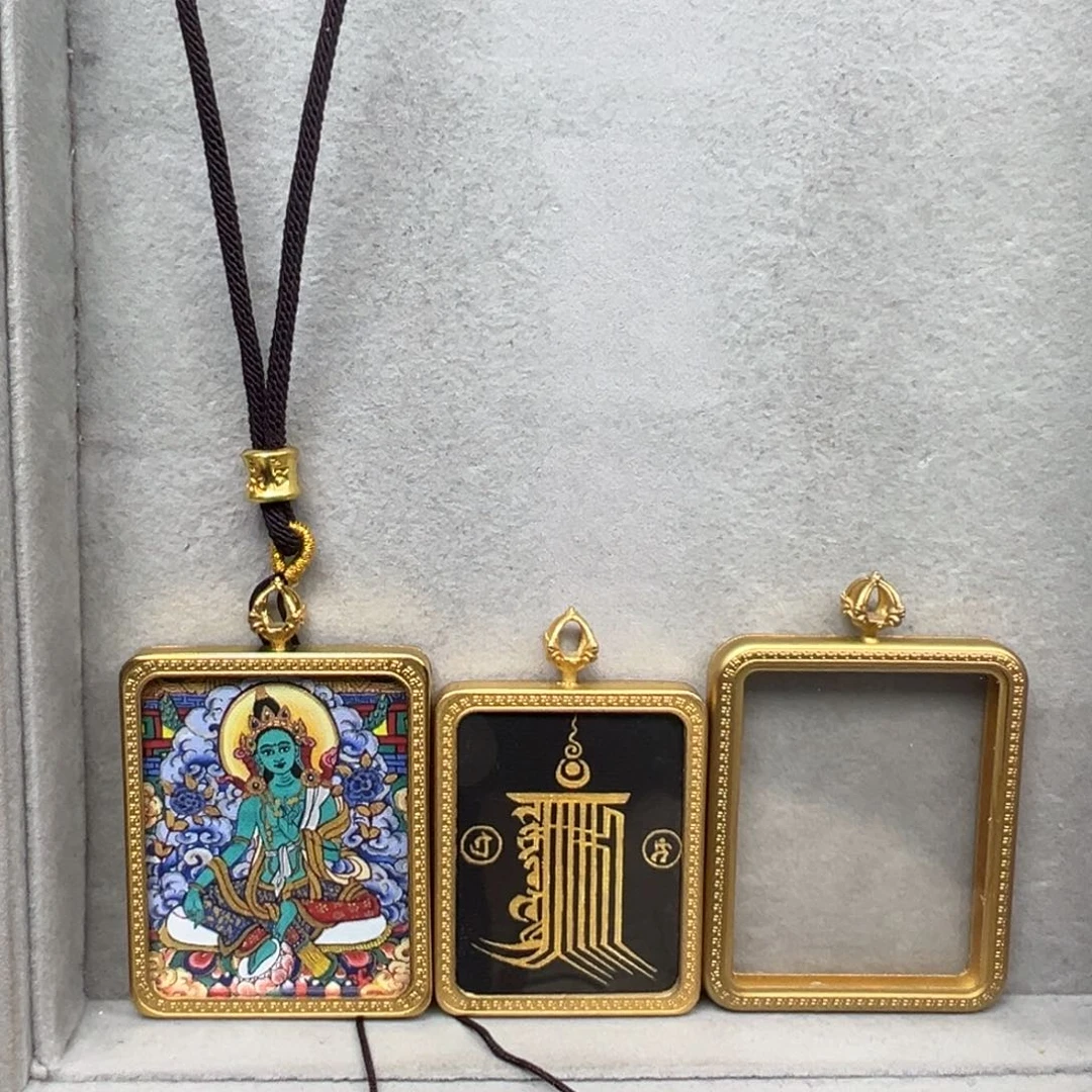 吊坠x****淇铜双面绿度五条六字素绳