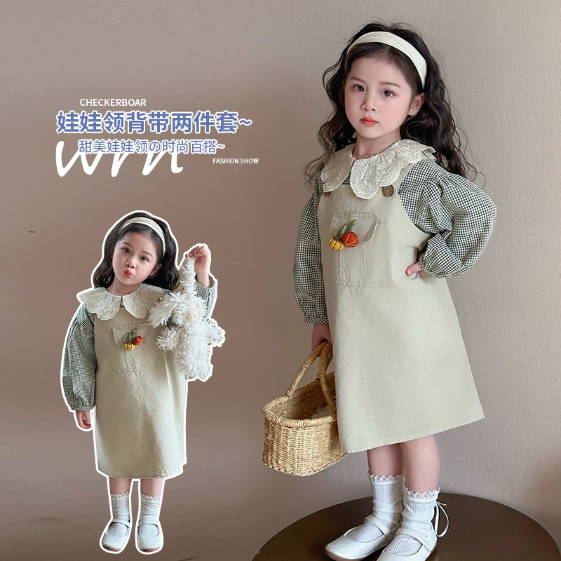 女童套装春装2025新款洋气儿童公主裙背带裙两件套时髦小童装春秋