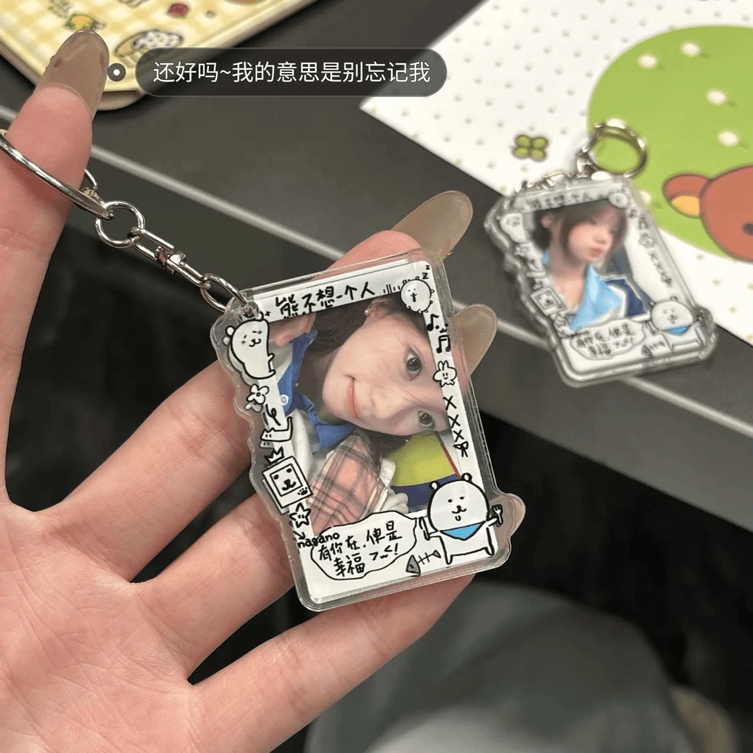 【奈奈】可爱自嘲熊1寸照片亚克力钥匙扣汽车挂饰闺蜜情侣书包挂件