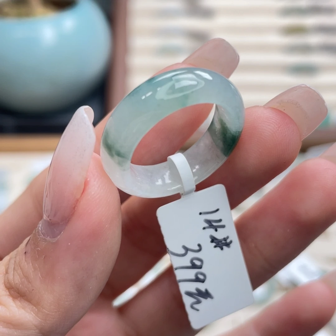 翡翠未镶嵌戒圈a34港圈14冰飘花