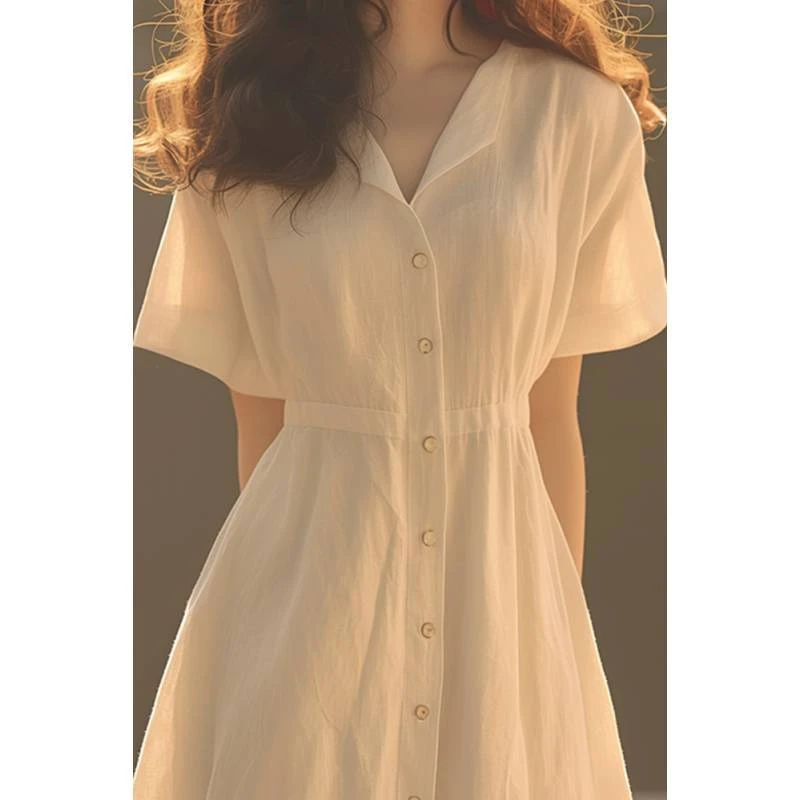 2025夏季新款法式气质那不勒斯裙小众设计感高端精致白色连衣裙女