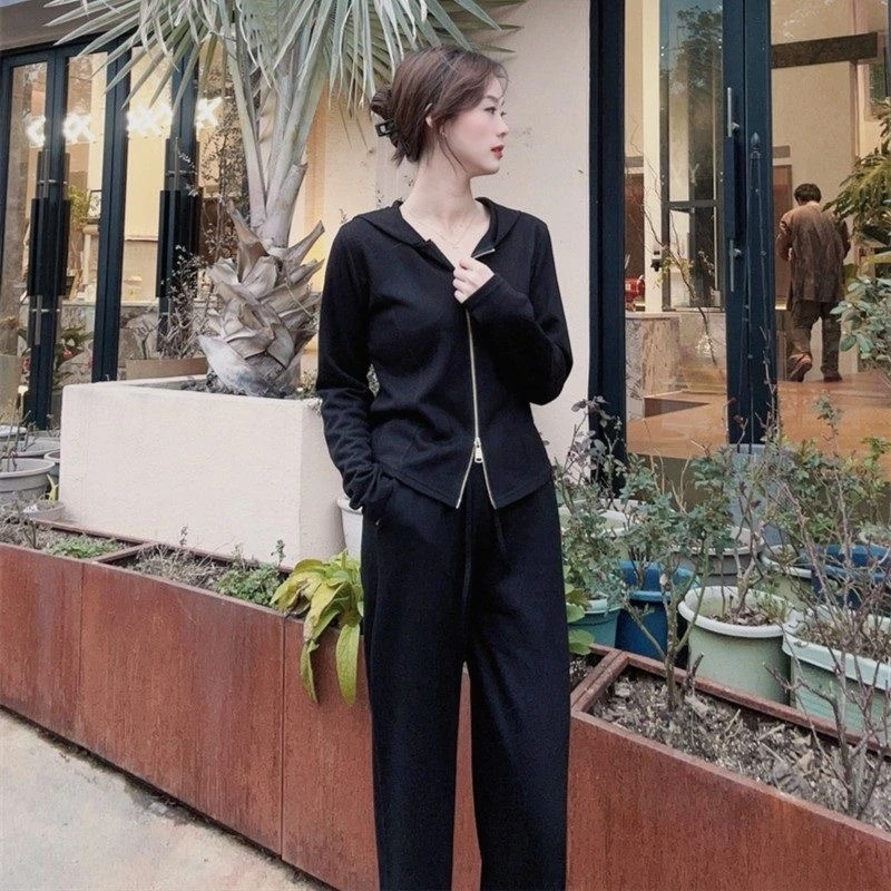 【小蛮腰套装】春秋款时尚运动休闲套装显瘦百搭连帽气质休闲H131