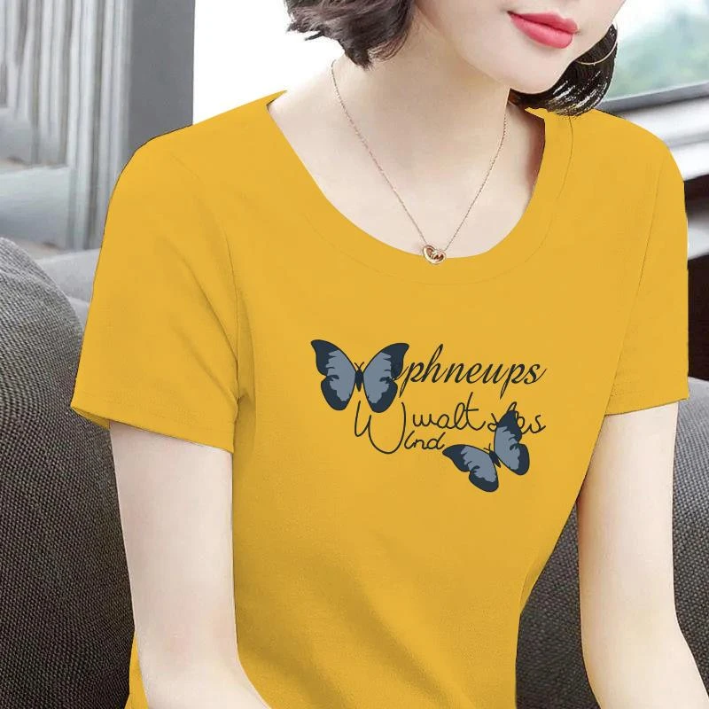 纯棉短袖t恤女2025夏季女装宽松大码女装胖MM文艺体恤上衣女200斤