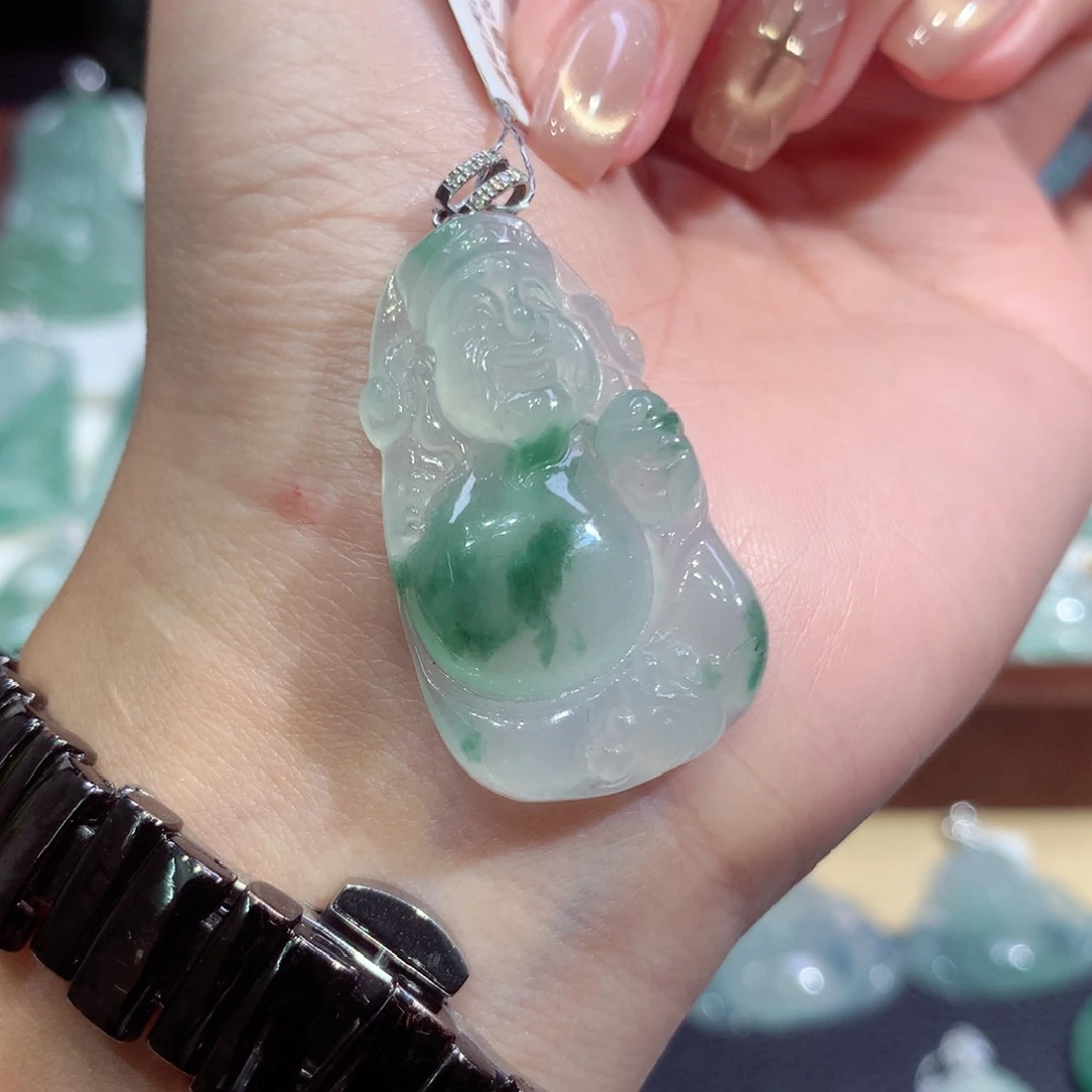 吊坠(不含链)18K金镶嵌翡翠